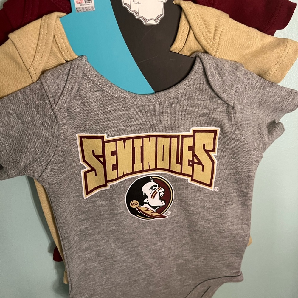 3 FSU 0/3 months onesies